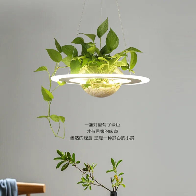 Energy Saver-Plant Led Pendant Lamp Modern Nordic Lighting Fixture Hanging Planet Bedroom Dining Indoor Cafe Bar Decoration