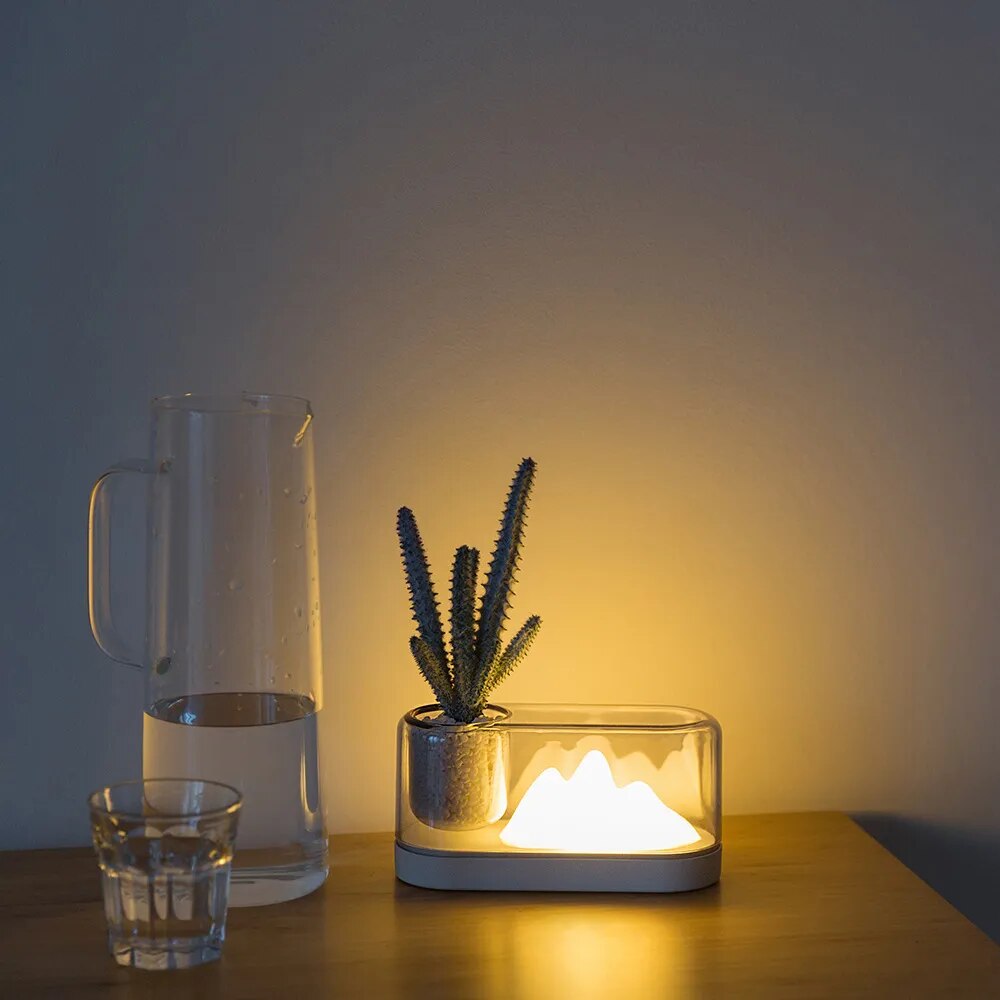 Nordic simple LED night light USB charging eye protection potted plant lights living room bedroom bedside table lamp