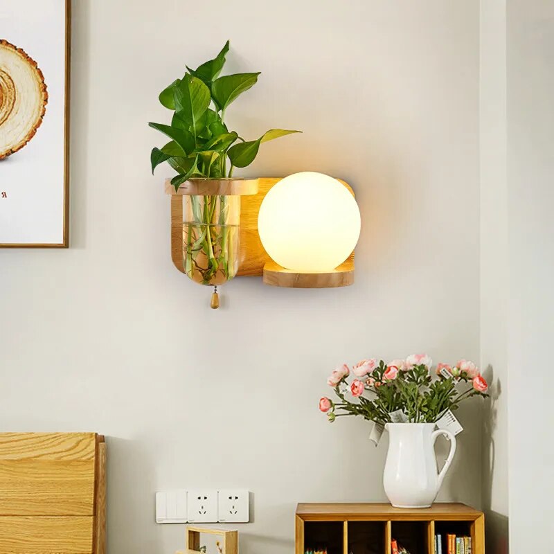 Nordic Wooden Wall Lamp