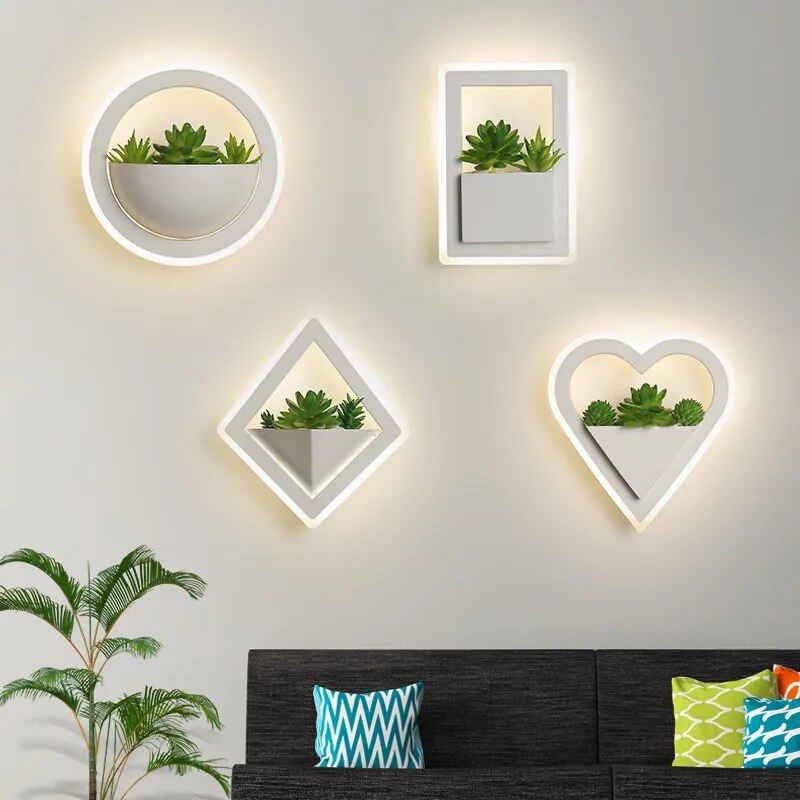 Modern LED Wall Light with Plant Nordic Creative Wall Lamp Living room aisle Bedroom Sconce  lamp Indoor Decoration LED Fixtures