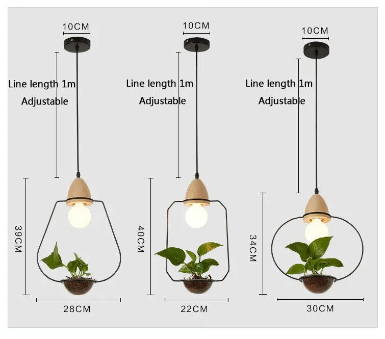 Nordic Creative Garden Plant Chandelier E27 Decorative Art Hanging Wooden Lamp Window Green Plant Flowers Plant Pendant Light